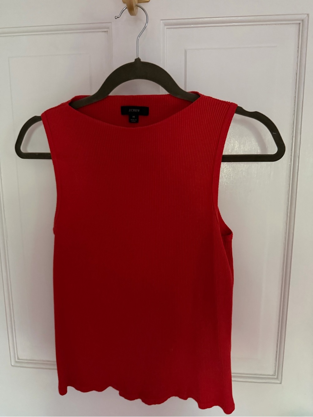J. Crew Red Ribbed Sleeveless Tank Top